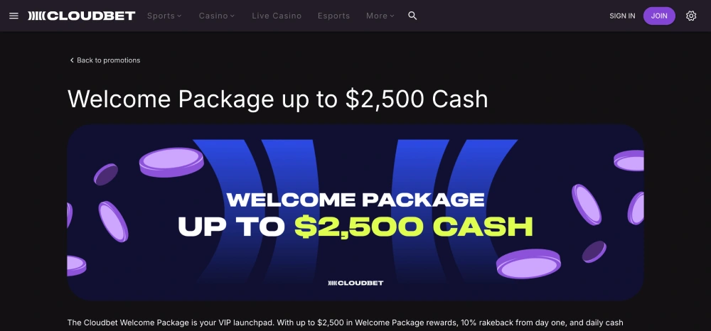 cloudbet welcome package for usdt betting
